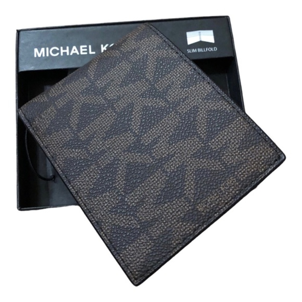 Michael Kors brown‎ monogram bifold men’s jet set wallet new in box